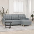Miniatyrbillede 7 af 7: vidaXL 3-personers sofa med fodskammel 180 cm stof Lysegrå