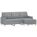Miniatyrbillede 2 af 7: vidaXL 3-personers sofa med fodskammel 180 cm stof Lysegrå