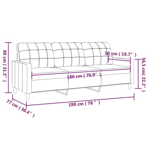 vidaXL 3-personers sofa 180 cm stof mørkegrå
