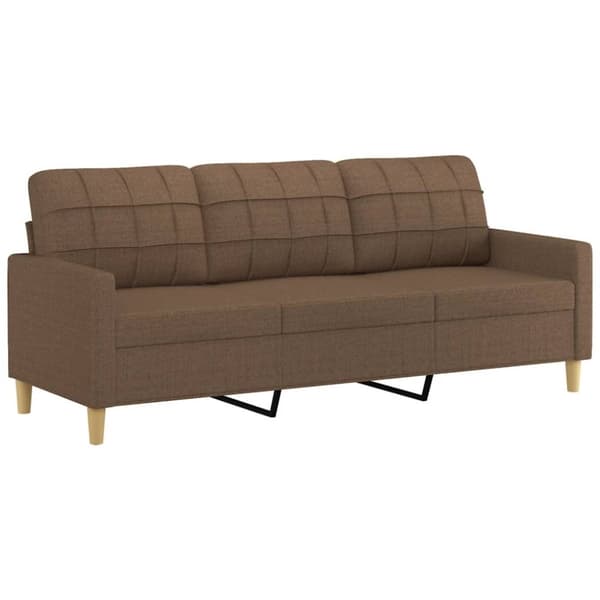 vidaXL 3-sitssoffa med fotpall Brun 180 cm tyg