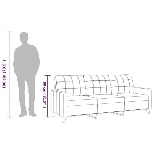 vidaXL 3-personers sofa 180 cm kunstlæder sort