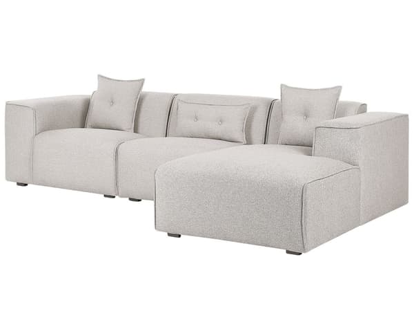 Venstre Hjørnesofa Lysebeige 3-seter Polyestertrekk Ekstra Spredte Puter Moderne Stil
