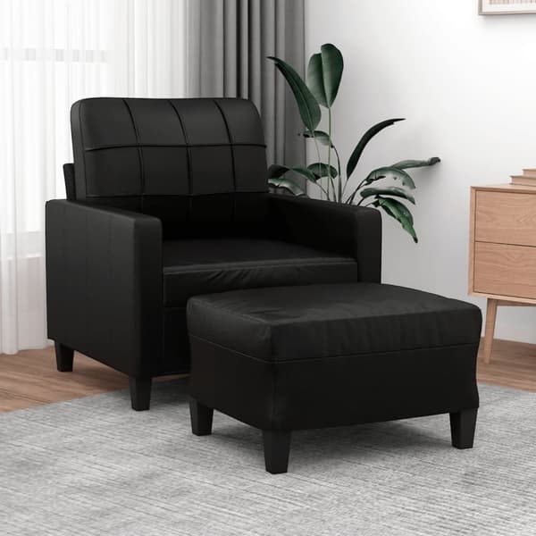 vidaXL sofastol med fodskammel 60 cm kunstlæder sort
