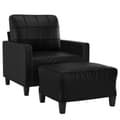 Miniatyrbillede 2 af 7: vidaXL sofastol med fodskammel 60 cm kunstlæder sort