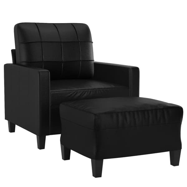 vidaXL sofastol med fodskammel 60 cm kunstlæder sort