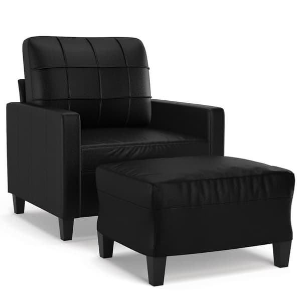 vidaXL sofastol med fodskammel 60 cm kunstlæder sort