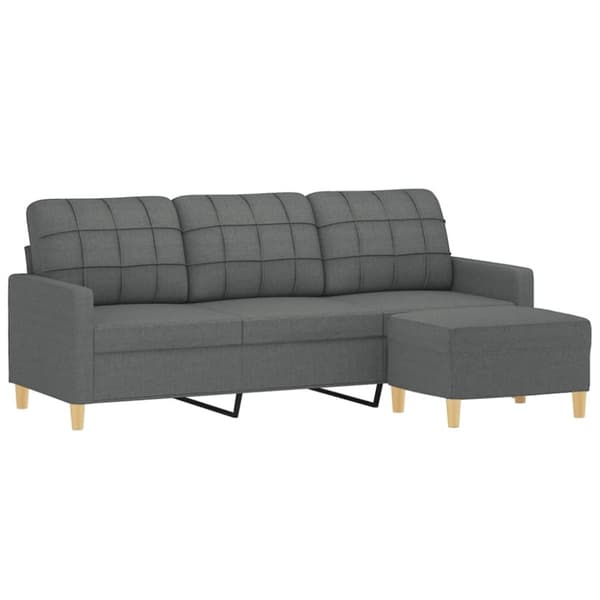 vidaXL 3-personers sofa med fodskammel 180 cm stof Mørkegrå