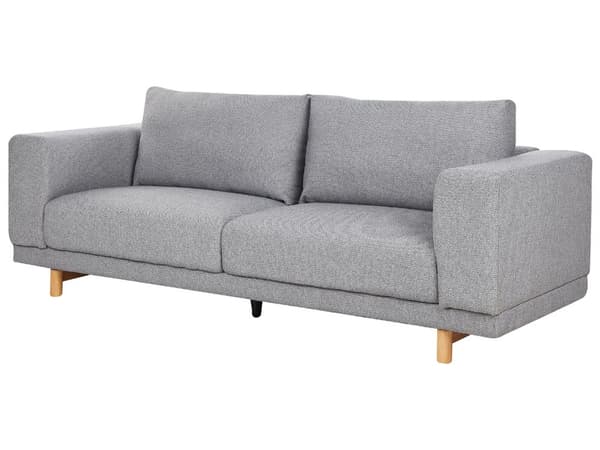 Sofa Gul Polyester Lyse Træben 3 Personers Tyk Polstret Dyb Blød Stofsofa til Stuen Vintage Retro Inspiration Stue Møbel Moderne