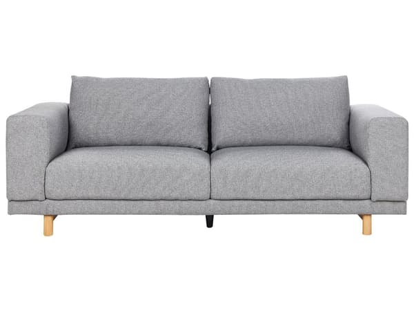 Sofa Gul Polyester Lyse Træben 3 Personers Tyk Polstret Dyb Blød Stofsofa til Stuen Vintage Retro Inspiration Stue Møbel Moderne