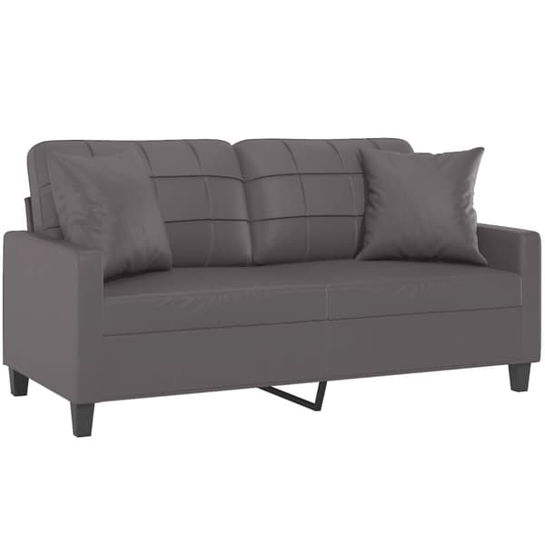 vidaXL 2-sits soffa med prydnadskuddar grå 140 cm konstläder