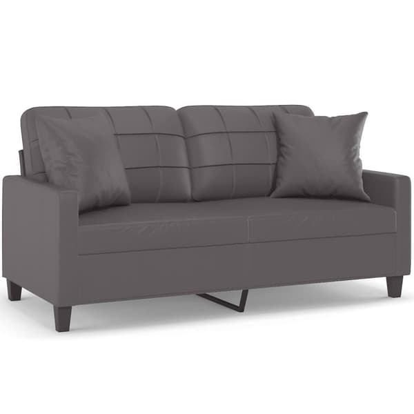 vidaXL 2-sits soffa med prydnadskuddar grå 140 cm konstläder