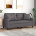 Miniatyrbillede 2 af 8: vidaXL 2-personers sofa med pyntepuder 140 cm kunstlæder grå