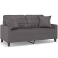 Miniatyrbillede 1 af 8: vidaXL 2-personers sofa med pyntepuder 140 cm kunstlæder grå