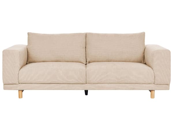 Sofa Beige Kordfløyel 3-seter Brede armlener Polstret ryggstøtte Moderne Minimalistisk