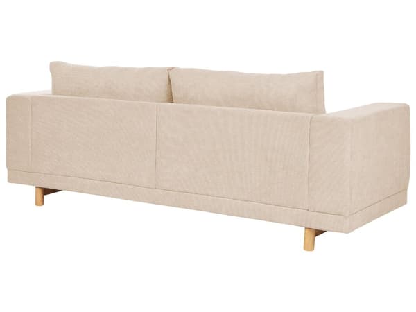Sofa Beige Kordfløyel 3-seter Brede armlener Polstret ryggstøtte Moderne Minimalistisk
