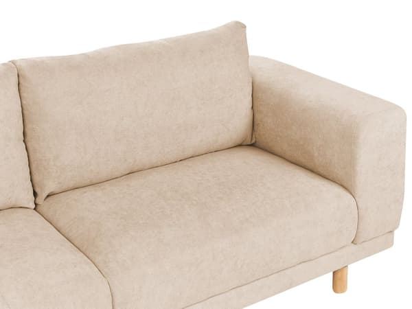 Sofa Beige Kordfløyel 3-seter Brede armlener Polstret ryggstøtte Moderne Minimalistisk