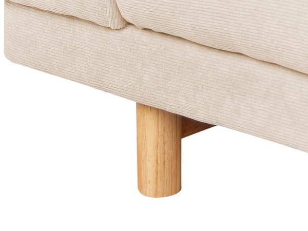 Sofa Beige Kordfløyel 3-seter Brede armlener Polstret ryggstøtte Moderne Minimalistisk