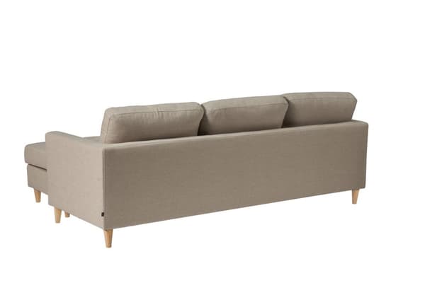 Marino schäslongsoffa 3-sits tyg sandfärgad.