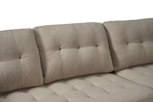Marino schäslongsoffa 3-sits tyg sandfärgad.