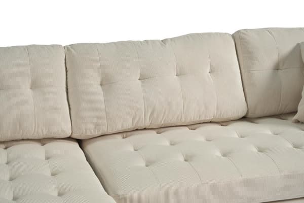 Marino Deluxe schäslongsoffa höger eller vänster med kuddar sammet sandfärgad.
