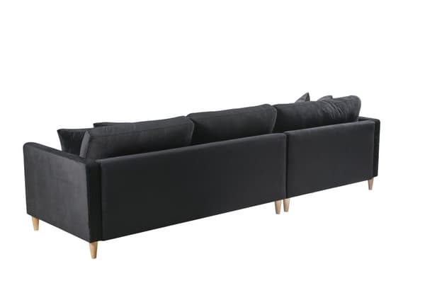 Marino Deluxe chaiselongsofa højre eller venstrevendt inkl. puder velour sort.