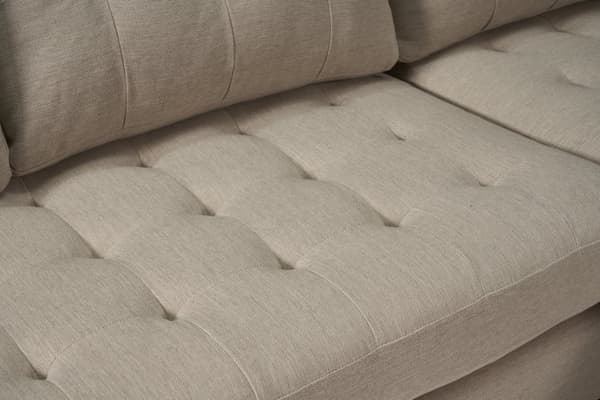 Marino sjeselongsofa 3 seter stoff sandfarget.
