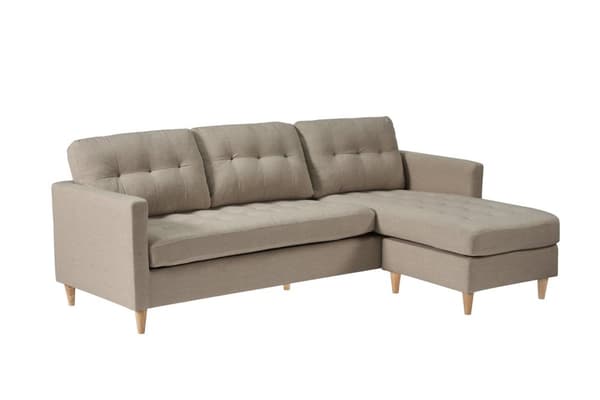 Marino sjeselongsofa 3 seter stoff sandfarget.