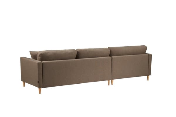 Marino Deluxe sjeselongsofa høyre eller venstrevent med puter stoff brun.