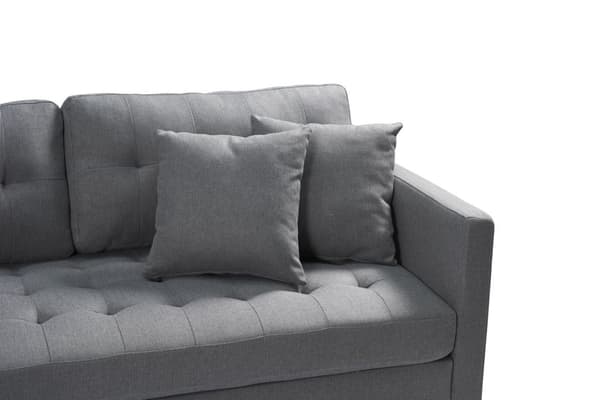 Marino Deluxe sjeselongsofa høyre eller venstrevent med puter stoff grå.