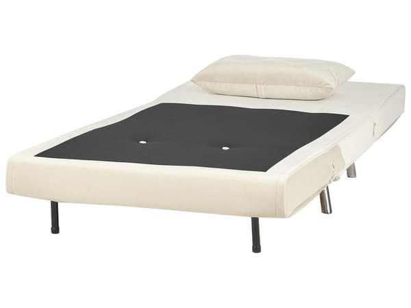 Sovesofa creme velour sofa til stuen værelse med sovefunktion metal sølv ben pude moderne design
