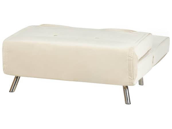 Sovesofa creme velour sofa til stuen værelse med sovefunktion metal sølv ben pude moderne design