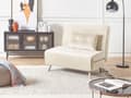 Miniatyrbillede 2 af 11: Sovesofa creme velour sofa til stuen værelse med sovefunktion metal sølv ben pude moderne design