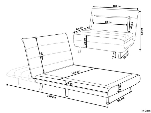 Sammenklappelig 1-personers sofa lysegrå velour træben sofa med sovefunktion ekstra pude moderne design