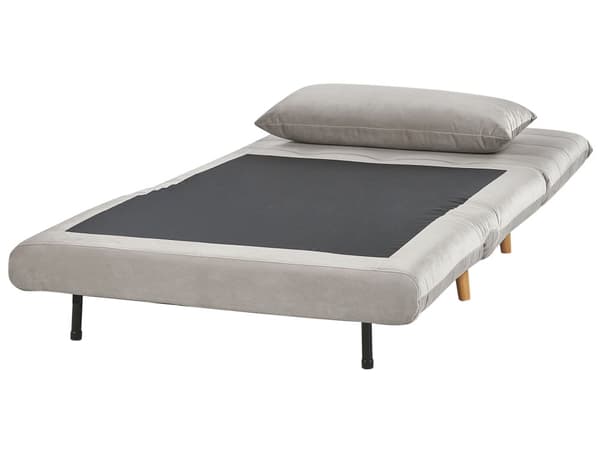 Sammenklappelig 1-personers sofa lysegrå velour træben sofa med sovefunktion ekstra pude moderne design