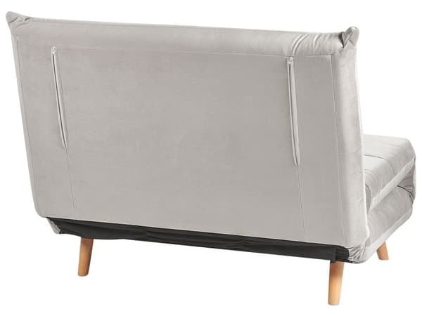 Sammenklappelig 1-personers sofa lysegrå velour træben sofa med sovefunktion ekstra pude moderne design