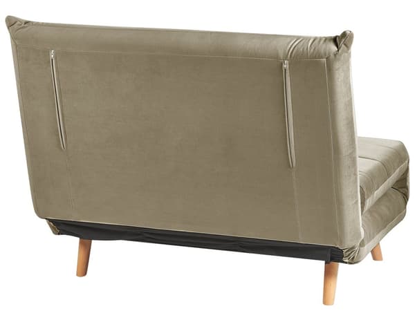 Sammenklappelig 1-personers sofa olivengrøn velour træben sofa med sovefunktion ekstra pude moderne design