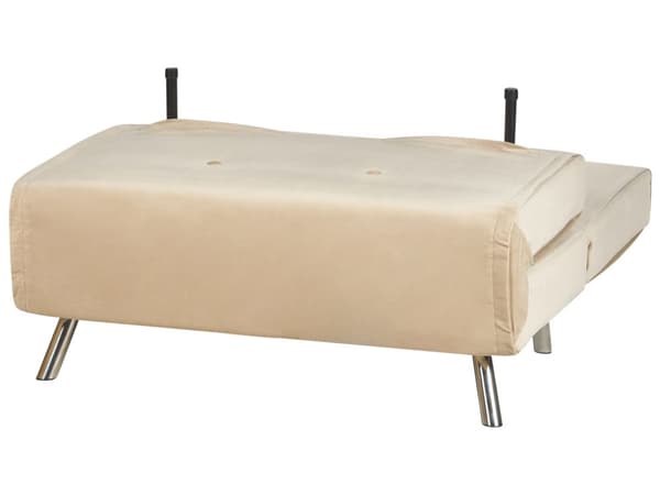 Sovesofa beige veloursofa til stuen med sovefunktion metal sølv ben pude moderne design