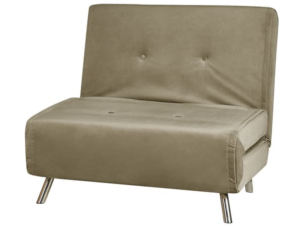 Sovesofa olivengrøn veloursofa til stuen med sovefunktion metal sølv ben pude moderne design