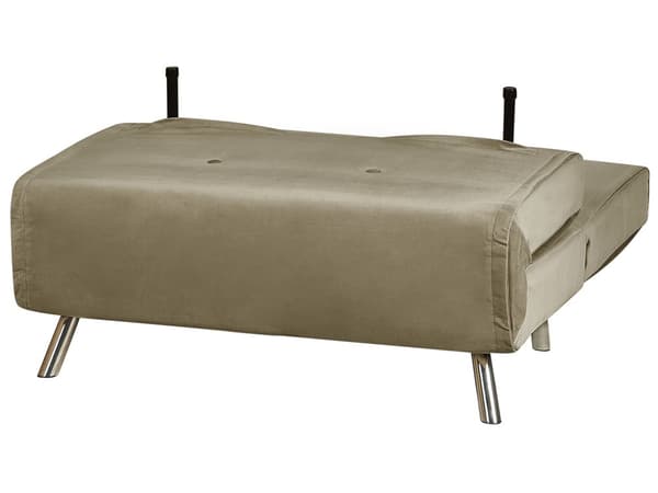 Sovesofa olivengrøn veloursofa til stuen med sovefunktion metal sølv ben pude moderne design