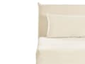 Miniatyrbillede 10 af 11: Sammenklappelig 1-personers sofa creme velour træben sofa med sovefunktion ekstra pude moderne design