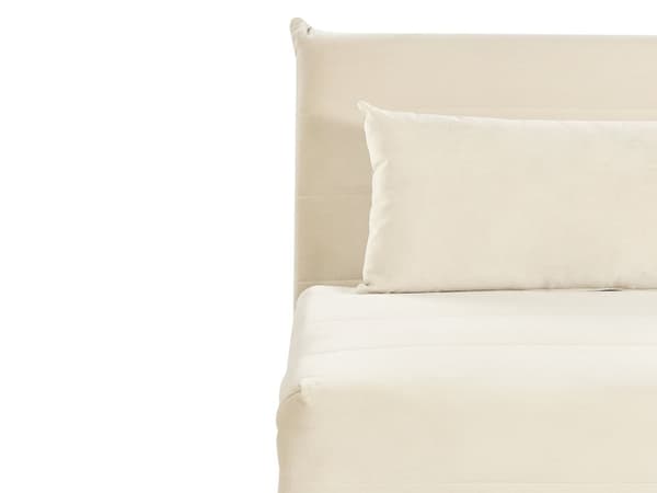 Sammenklappelig 1-personers sofa creme velour træben sofa med sovefunktion ekstra pude moderne design