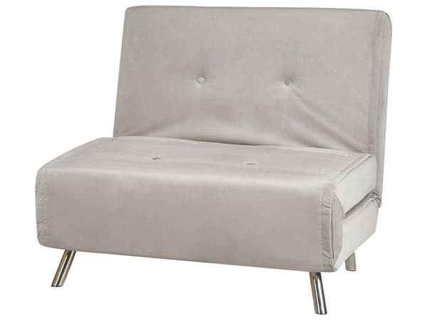 Bäddsoffa Ljusgrå Tyg Bäddsoffa Utfällbar Stol Säng