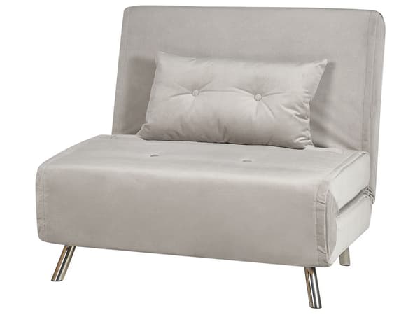 Bäddsoffa Ljusgrå Tyg Bäddsoffa Utfällbar Stol Säng