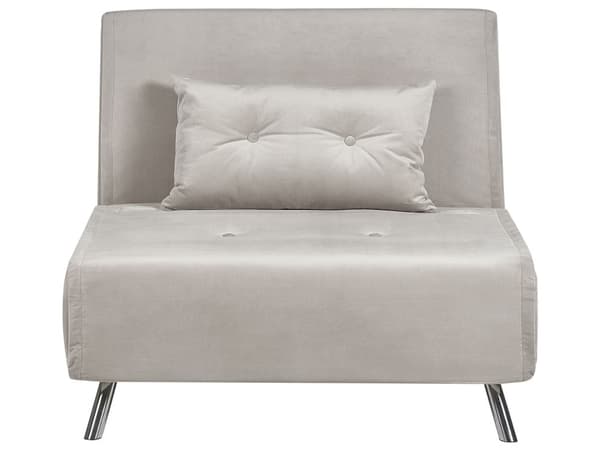 Bäddsoffa Ljusgrå Tyg Bäddsoffa Utfällbar Stol Säng