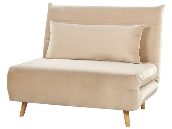 Små Bäddsoffa Beige Tyg 1-sits Utfällbar Sovfunktion Armlös Skandinavisk