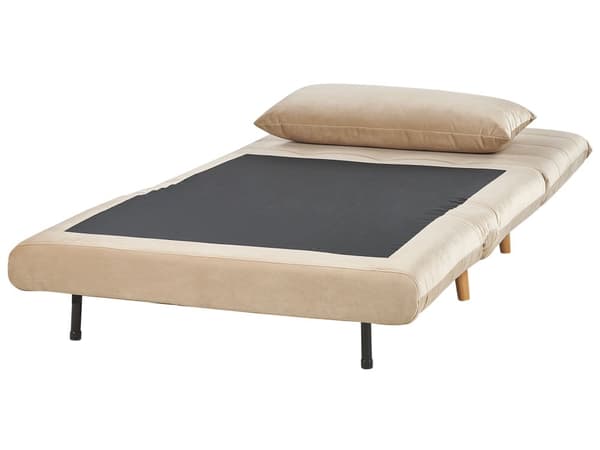 Små Bäddsoffa Beige Tyg 1-sits Utfällbar Sovfunktion Armlös Skandinavisk