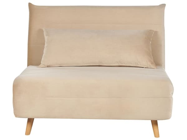 Små Bäddsoffa Beige Tyg 1-sits Utfällbar Sovfunktion Armlös Skandinavisk