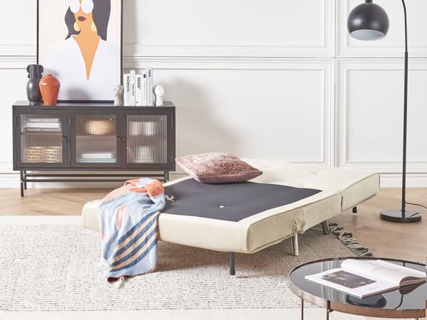 Bäddsoffa Krämvit Tyg Bäddsoffa Utfällbar Stol Säng