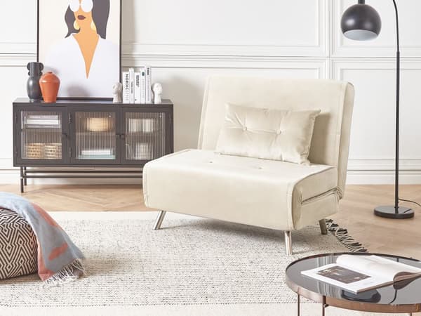 Bäddsoffa Krämvit Tyg Bäddsoffa Utfällbar Stol Säng