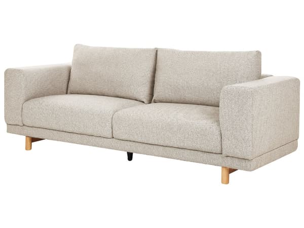 Soffa Ljusbeige Polyester Klädd 3-sits Modern Minimalistisk Stil Vardagsrum Breda Armstöd Kuddat Ryggstöd